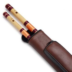 Double Flutes PU (Brown Black) Case With Pocket size 31 inches