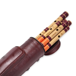 Leather Round Flutes Case With Pocket