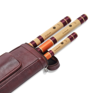 Triple Flutes Leather Case With Pocket